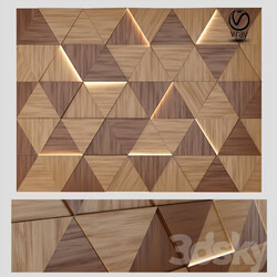 Wall Wood Panel with Lights 3D Models 