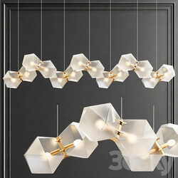 Welles long chandelier Pendant light 3D Models 