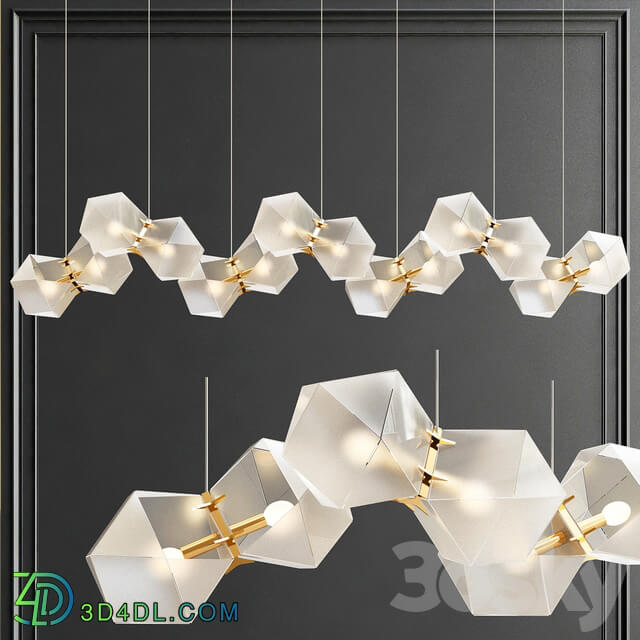 Welles long chandelier Pendant light 3D Models