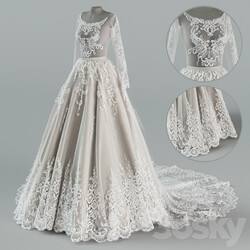 Wedding dress with train Clothes 3D Models 