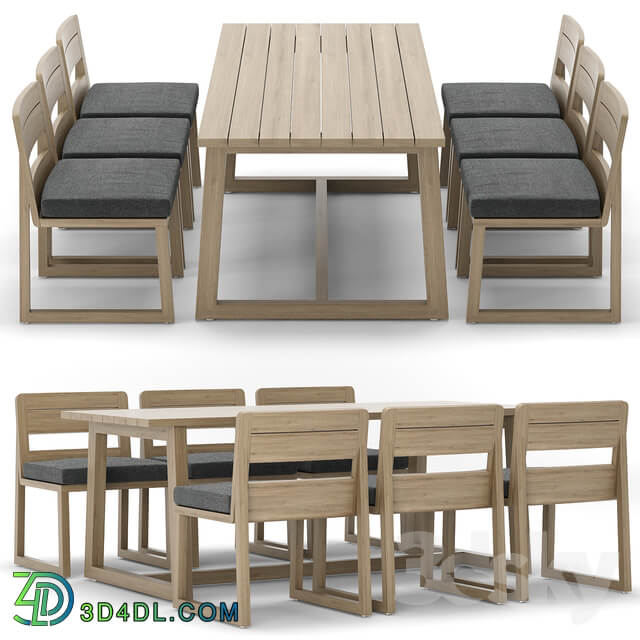 Table Chair RH Outdoor Sebastian rectangular table chair