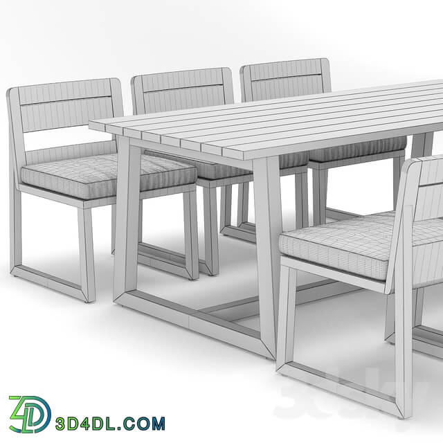 Table Chair RH Outdoor Sebastian rectangular table chair