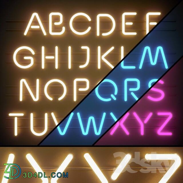 Other decorative objects Light modules. Set 06. Neon Alphabet
