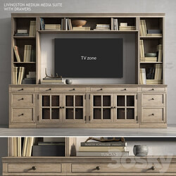 Pottery barn LIVINGSTON MEDIUM MEDIA SUITE WITH DRAWERS TV Wall 3D Models 
