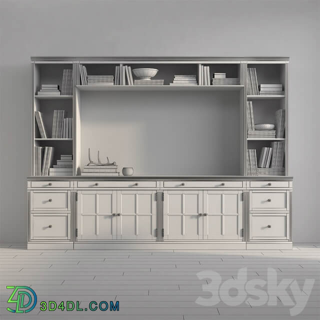 Pottery barn LIVINGSTON MEDIUM MEDIA SUITE WITH DRAWERS TV Wall 3D Models