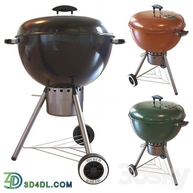 Street grill barbecue Weber One Touch Gold Charcoal Grill 3D Models
