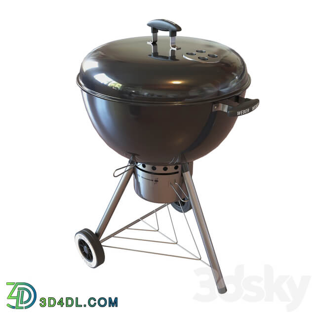 Street grill barbecue Weber One Touch Gold Charcoal Grill 3D Models