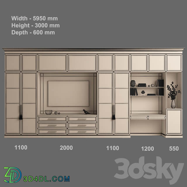 Furniture composition 48 TV Wall 3D Models