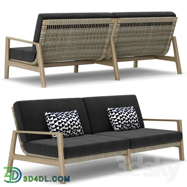 RH Outdoor Mesa teak sofa