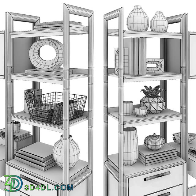C B Tate Bookcase Desk and File Cabinets Rack 3D Models
