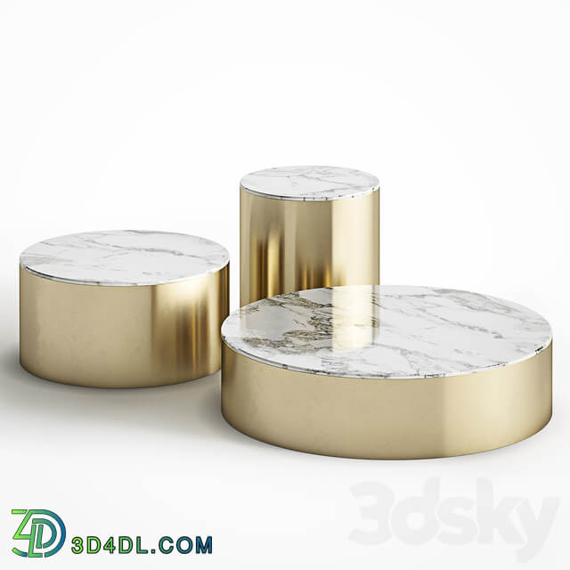 Brass and marble coffee table set Cazarina Interiors