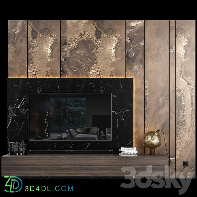 Tv wall set 04 TV Wall 3D Models