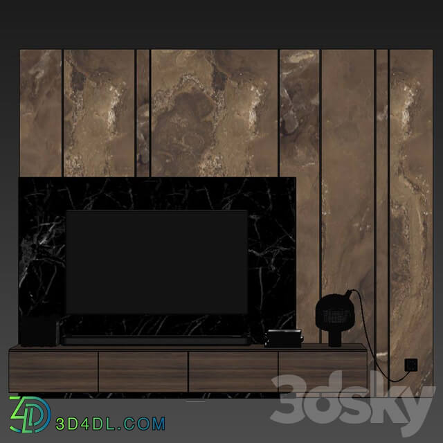 Tv wall set 04 TV Wall 3D Models