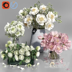 White and Pink tone Peonies Vases 