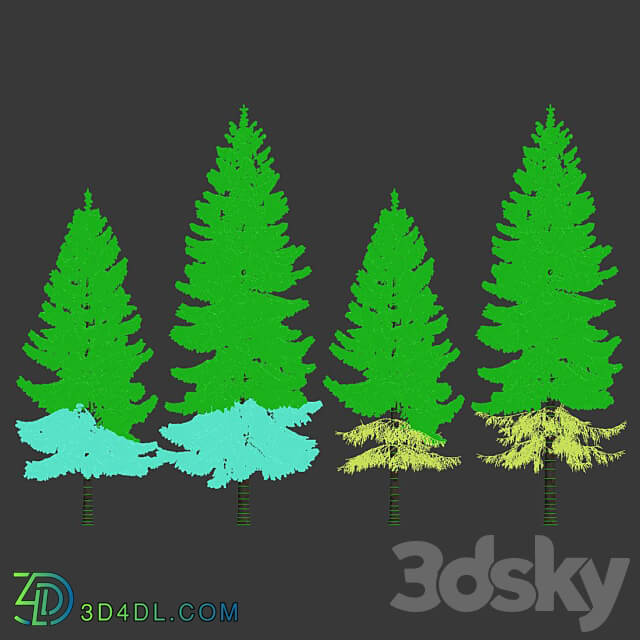 Spruce 6 Two sizes H8 10m. Modular branches 3D Models