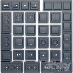 Outlets and Switches Schneider Electric Asfora series Miscellaneous 3D Models 