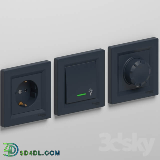 Outlets and Switches Schneider Electric Asfora series Miscellaneous 3D Models