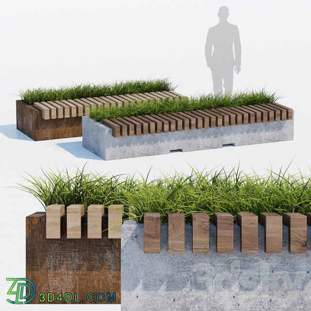 Big green benches 3D Models