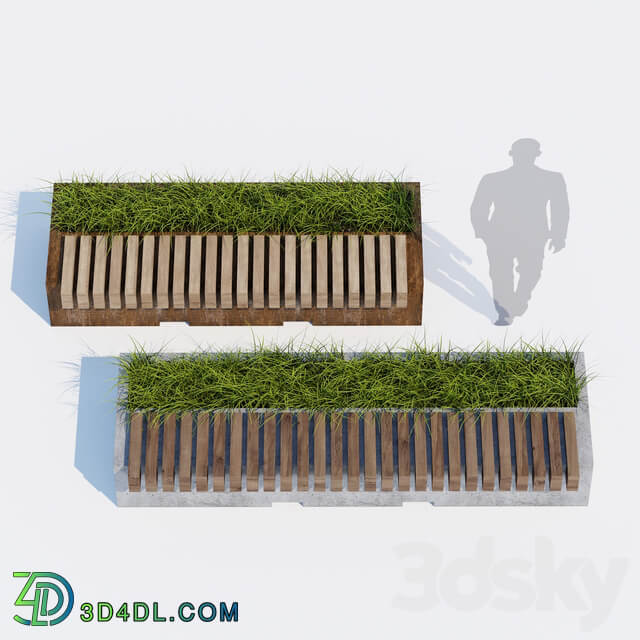 Big green benches 3D Models