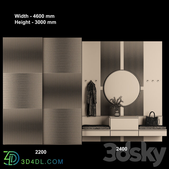 Furniture composition for hallway 63 3D Models