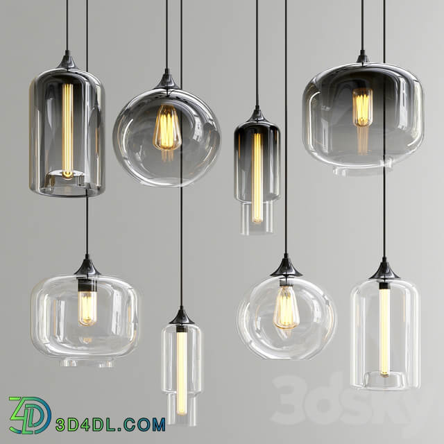 Smoky Clear Glass Shade Pendant Lights Pendant light 3D Models