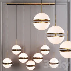 Restoration Hardware HEMISPHERE 7 LIGHT LINEAR CHANDELIER Brass Pendant light 3D Models 