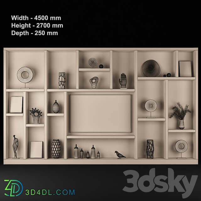 Furniture composition 71 TV Wall 3D Models