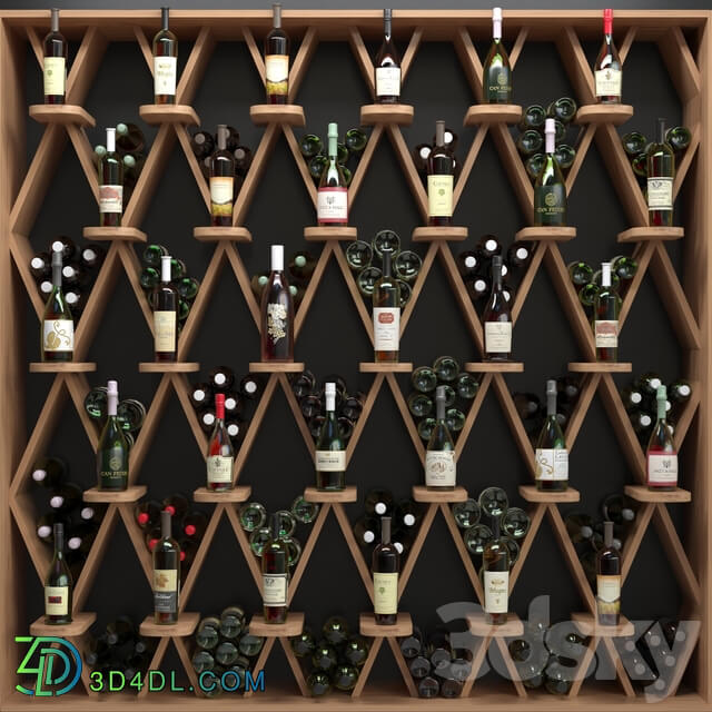 Wine shelf in a liquor store 2. Alcohol 3D Models