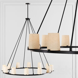 Restoration Hardware PAUILLAC ROUND CHANDELIER 48 Fabric shade and Black Pendant light 3D Models 