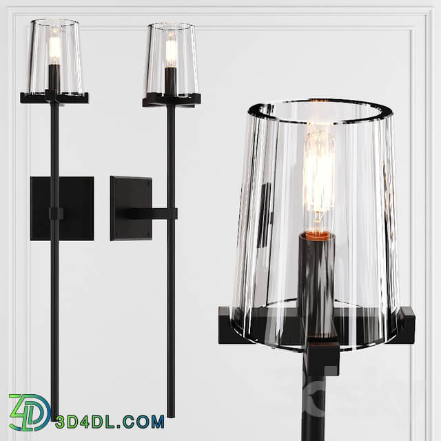 Restoration Hardware PAUILLAC TORCHE SCONCE Glass shade and Black