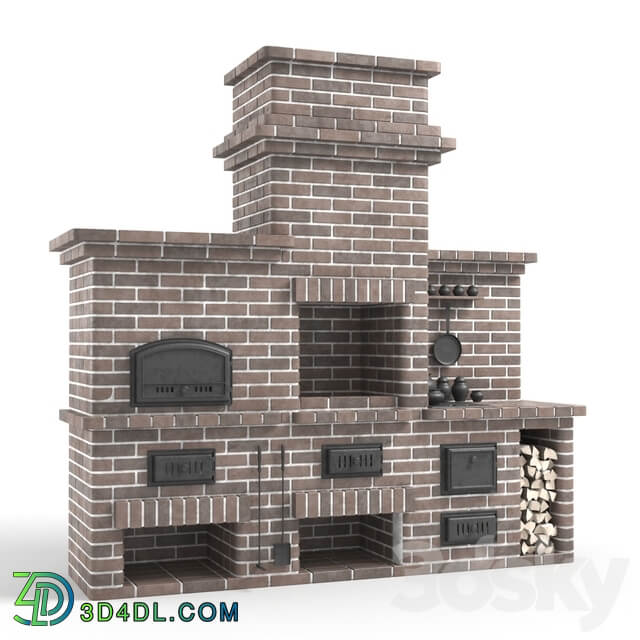 Barbecue stove made of bricks 3D Models