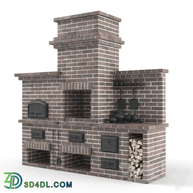 Barbecue stove made of bricks 3D Models