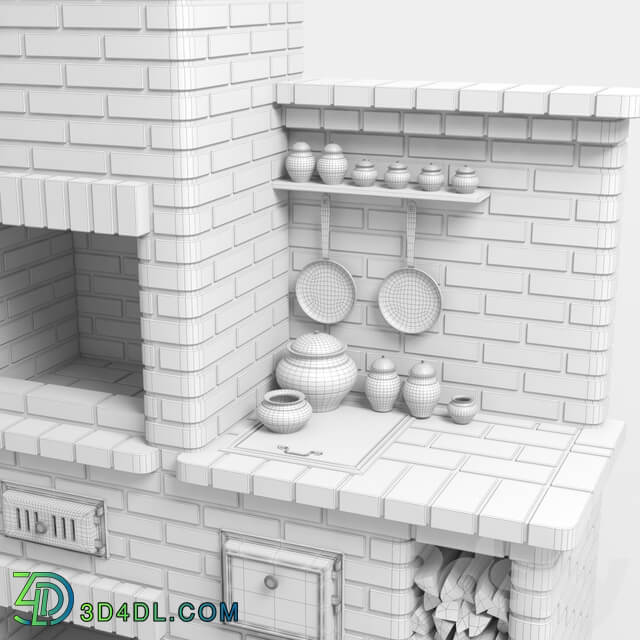 Barbecue stove made of bricks 3D Models