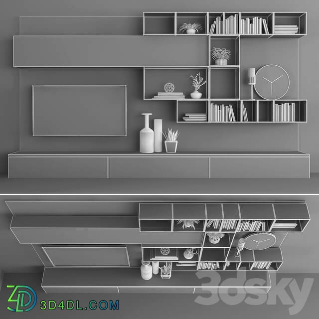 TV stand set 059 3D Models