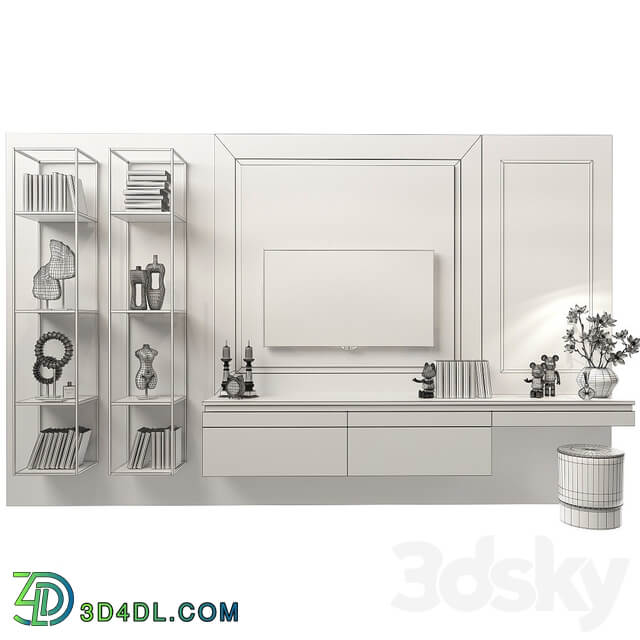 Dressing table and TV stand 8 TV Wall 3D Models