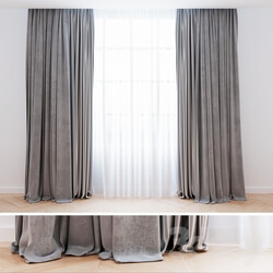 Curtains gray velvet with tulle Curtains are modern 