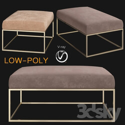 Box Frame Upholstered Bench Ottoman Westelm low poly  
