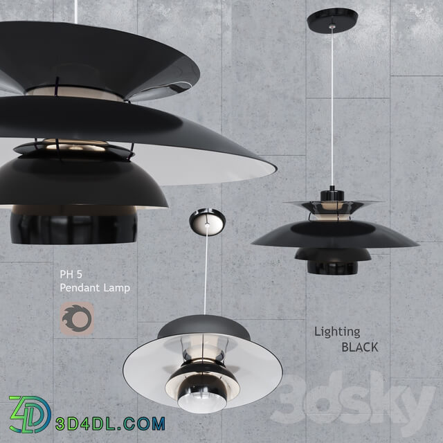 Pendant lamp Louis Poulsen PH5 Black Pendant Lamp Pendant light 3D Models