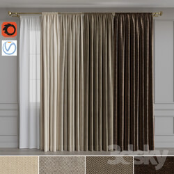 Set of curtains on the cornice 21. Beige gamut 