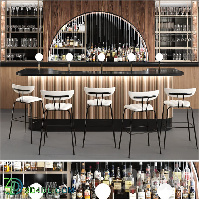 Pub in classic style with a collection of strong alcohol. Alcohol 3D Models