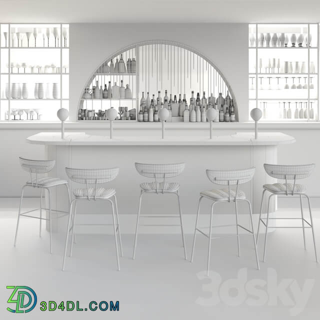 Pub in classic style with a collection of strong alcohol. Alcohol 3D Models