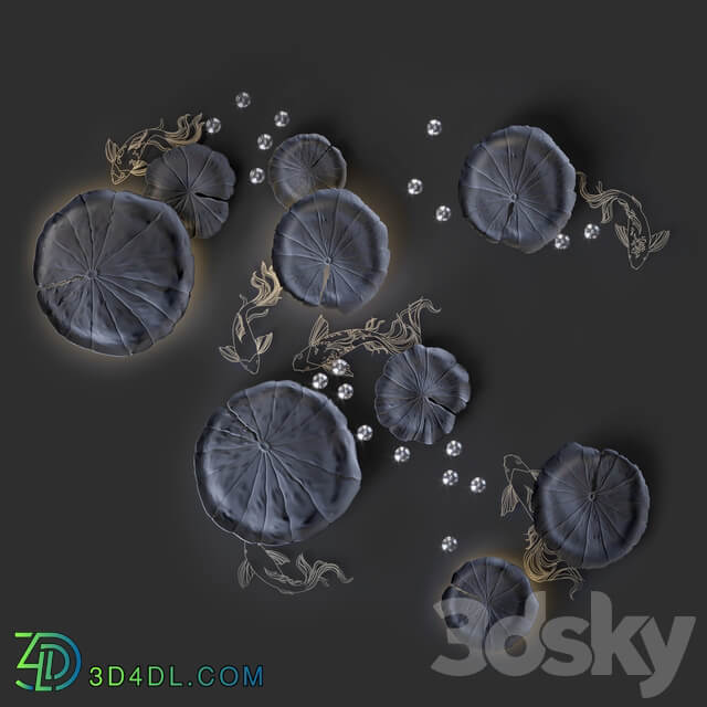 Ceiling decor Water Lily and fish L