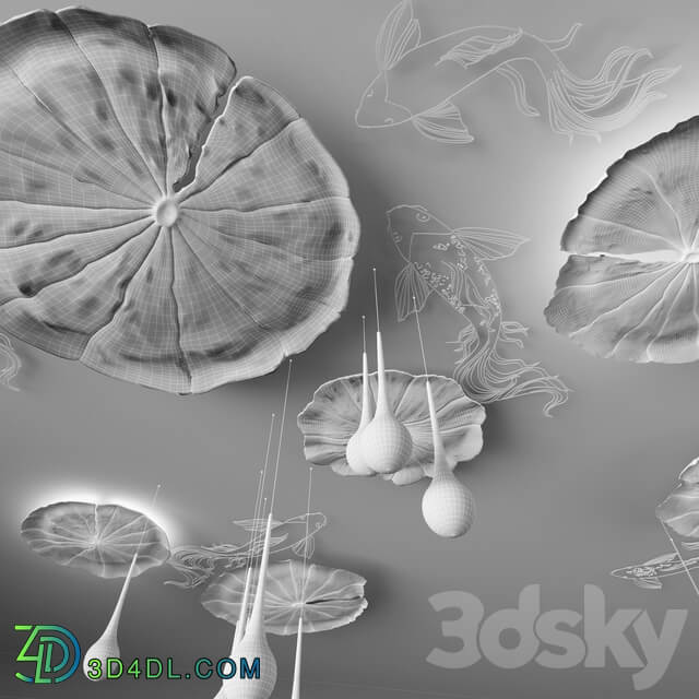 Ceiling decor Water Lily and fish L