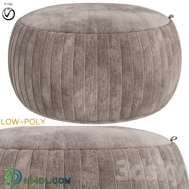 Tufted Storage Ottoman Teal low poly 