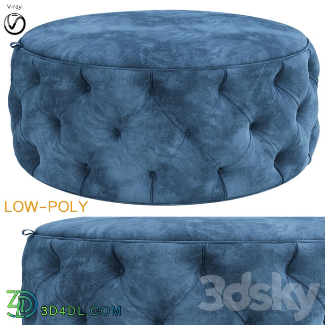 Pouf redondo vintage capitone Derek en Betty Co low poly 