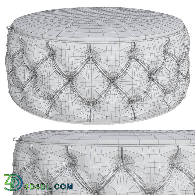 Pouf redondo vintage capitone Derek en Betty Co low poly 