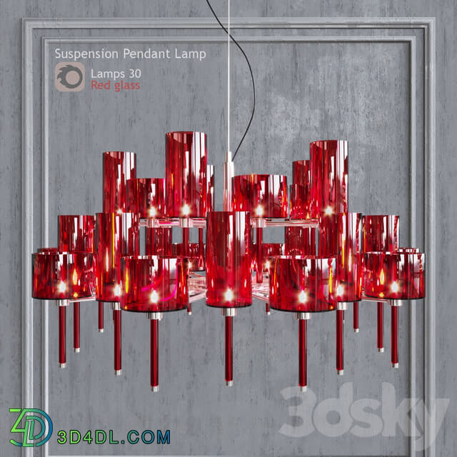 Chandelier AXO Light Spillray SP lamps 30 red glass Pendant light 3D Models