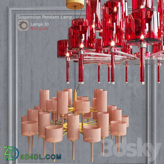 Chandelier AXO Light Spillray SP lamps 30 red glass Pendant light 3D Models