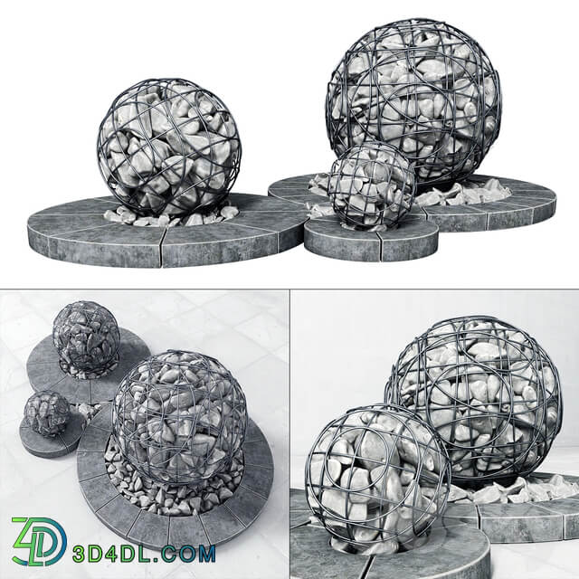 Street gabion sphere decor Street decor with gabions Other 3D Models
