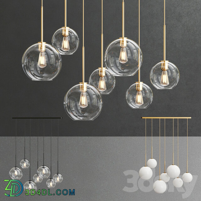 Sculptural Glass 7 Light Globe Chandelier Pendant light 3D Models